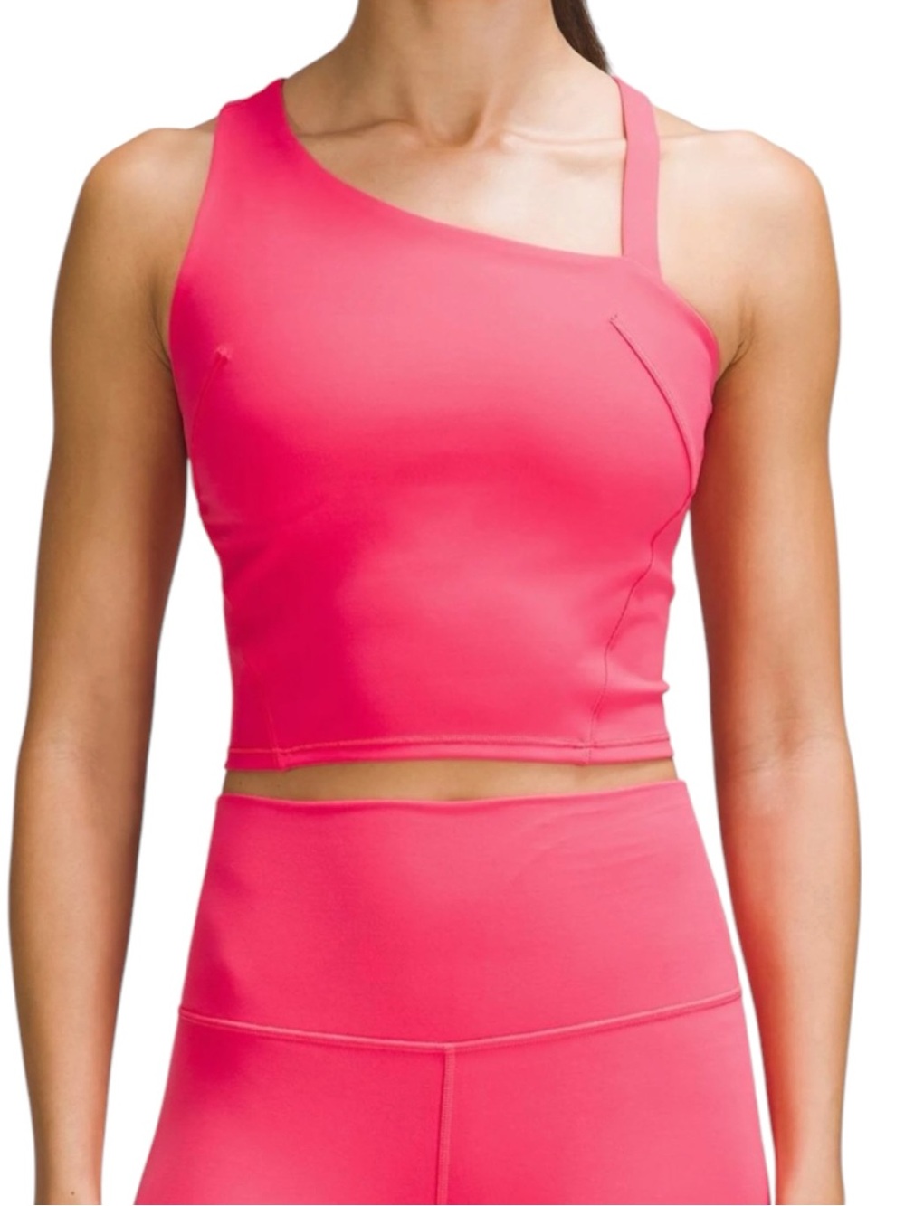 Lululemon Everlux Asymmetrical Tennis Tank Top Hot Pink Lip Gloss Size 8